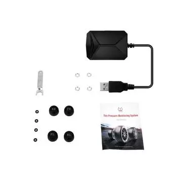 Автомобильная TPMS Plug And Play Простая установка Пыленепроницаемая портативная система контроля температуры Универсальная высокоточная USB-система контроля давления в шинах B чёрный