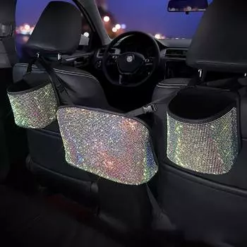 Автомобильная универсальная сумка для хранения со стразами и бриллиантами, органайзер для сидений, многокарманная, для хранения на заднем сиденье автомобиля, для уборки интерьера, аксессуары