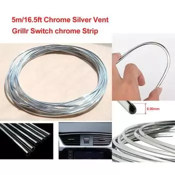 Автомобильная вентиляционная решетка, переключатель, полоса, радионакладка, воздуховыпускное отверстие, декоративный хромированный аксессуар серебряный