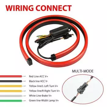 Автомобильная высоко установленная полоса стоп-сигнала на заднем стекле, светодиодная декоративная лампа, стример, предупреждающие огни, поворотники красный