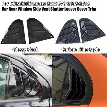 Автомобильная задняя оконная жалюзи для Mitsubishi Lancer EX X EVO 2008-2018 Боковая вентиляционная решетка, отделка, аксессуары, стиль из углеродного волокна Glossy Black