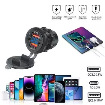 Автомобильная зарядная станция своими руками мощностью 96 Вт — 4-портовый USB-разъем с дисплеем напряжения и монтажным комплектом 4Port Charger