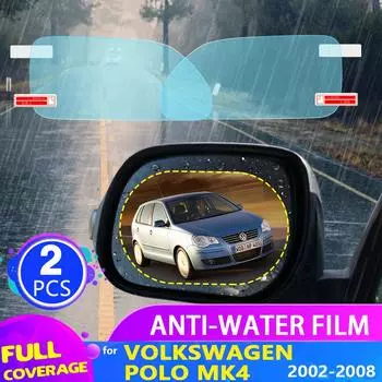 Автомобильная зеркальная пленка заднего вида для Volkswagen VW POLO MK4 9n 9n3 2002 ~ 2008 2003 2004 2005 2006, противотуманная непромокаемая наклейка Round 95mm x 95mm