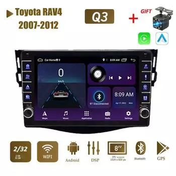Автомобильное Android-радио для Toyota RAV4 2007-2012 с кнопочной ручкой 2din мультимедийный стерео видеоплеер WIFI GPS Carplay 2 + 32 ГБ 1+16GB