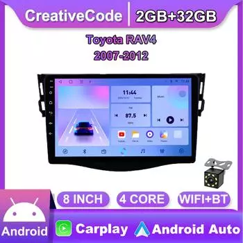 Автомобильное Android-радио для Toyota RAV4 2007-2012 с кнопочной ручкой 2din мультимедийный стерео видеоплеер WIFI GPS Carplay 2 + 32 ГБ 2+32GB