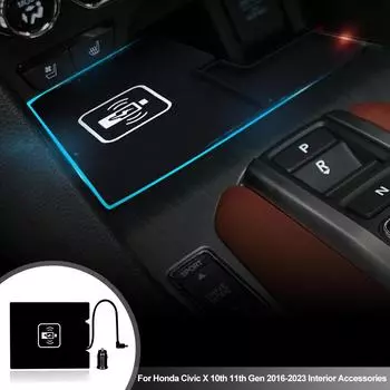 Автомобильное беспроводное зарядное устройство для Honda Civic X 10-го 11-го поколения 2016-2024, аксессуары, держатель для быстрой зарядки мобильного телефона, зарядная плата 15 Вт