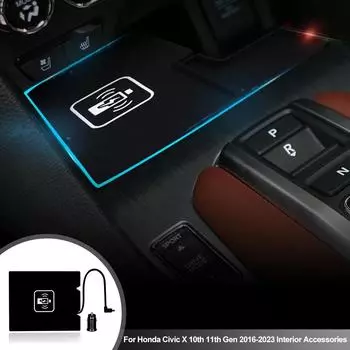 Автомобильное беспроводное зарядное устройство для Honda Civic X 10-го 11-го поколения 2016-2024, аксессуары, держатель для быстрой зарядки мобильного телефона, зарядная плата 15 Вт