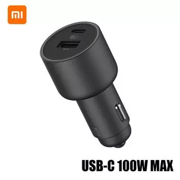 Автомобильное быстрое зарядное устройство Xiaomi, адаптер для зарядки, два порта USBA USBC, светодиодная подсветка, совместимая с телефонами