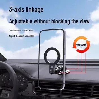 Автомобильное крепление для плавающего экрана Tesla: Магнитный телескопический складной держатель для телефона MagSafe 1 wrench + 2 spare glues + 2 magnetic rings чёрный