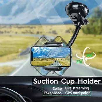 Автомобильное крепление для телефона Hipacool для iPhone 13 12 Pro Max, держатель для телефона на лобовое стекло, держатель на присоске заднего вида, ленивая подставка для телефона чёрный