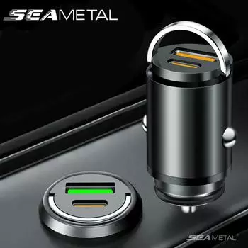 Автомобильное мини-зарядное устройство SEAMETAL 30 Вт/100 Вт, быстрая зарядка QC3.0 Mini PD USB Type C, автомобильное зарядное устройство для телефона Xiaomi Samsung Huawei Type-C+Max100W чёрный