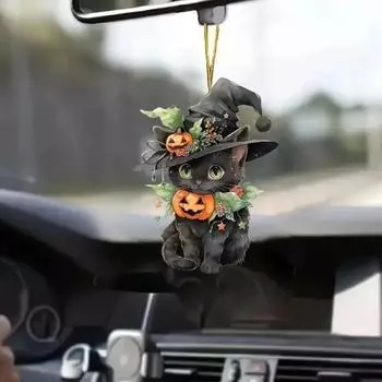 Автомобильное подвесное зеркало заднего вида, подвесное украшение со шнурком, легко повесить, авто зеркало заднего вида в форме кошки, орнамент, подвеска в виде животного