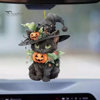 Автомобильное подвесное зеркало заднего вида, подвесное украшение со шнурком, легко повесить, авто зеркало заднего вида в форме кошки, орнамент, подвеска в виде животного 1