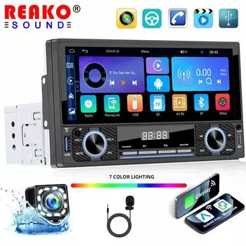 Автомобильное радио 1 Din для универсального мультимедийного проигрывателя MP5, 6,9-дюймовый HD сенсорный экран, поддержка Carplay Mirror Link BT SWC Stereo 6.9