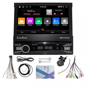 Автомобильное радио 1Din 7 2 ГБ+64 ГБ Выдвижной сенсорный экран Android Мультимедиа Carplay Универсальное головное устройство автомагнитолы FM-навигация GPS NO CAM