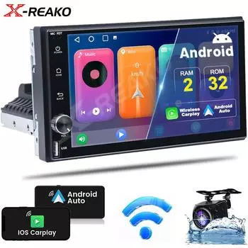 Автомобильное радио 2+32G 7 GPS 1Din беспроводной Carplay Android Auto центральный мультимедийный проигрыватель универсальный автомобильный стереофонический головной блок