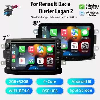 Автомобильное радио 2 DIN Android GPS для Renault Dacia Duster Logan 2 Sandero Lodgy Lada Xray Captur Dokker Беспроводное авторадио CarPlay 7 Inch,1+32GB
