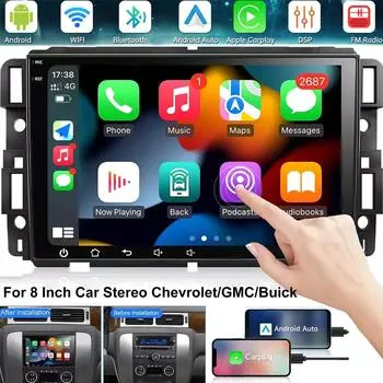 Автомобильное радио 2 Din для GMC Chevrolet Chevy Yukon Sierra Acadia 2007-2012 Android GPS Navi Wi-Fi камера Carplay 4-core 2+32CP