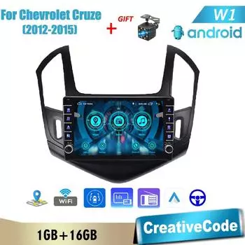 Автомобильное радио 2Din для Chevrolet Cruze 2012-2015 с кнопочной ручкой, мультимедийный плеер, Android, GPS-навигация, головное устройство, 2din, 1 + 16 ГБ 1+16GB чёрный