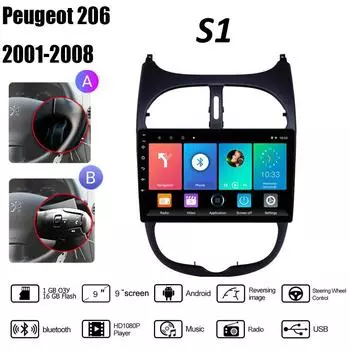 Автомобильное радио 2Din для Peugeot 206 206CC 206SW 2000-2016 Citroen C2 2004-2008 плеер Android WIFI GPS-навигация стерео радио 1 + 16 ГБ A