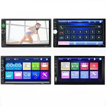 Автомобильное радио 7 Dual DIN Bluetooth с возможностью подключения мобильного телефона и поддержкой камеры заднего вида 7018B