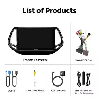 Автомобильное радио Ainavi для Jeep Compass 2 MP 2017-2019 Wireless Carplay Android Auto Qualcomm Car Stereo Multimedia Player DSP 48EQ