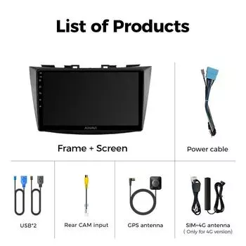 Автомобильное радио Ainavi для Suzuki Swift 4 2011-2017 Wireless Carplay Android Auto Radio Multimedia Player 4G Wifi GPS DSP 48EQ 2din