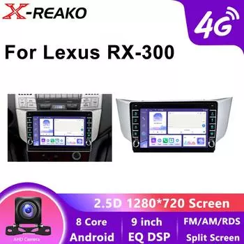 Автомобильное радио Android12 QLED для Lexus RX300 RX330 RX350 RX400H II 2 Toyota Harrier XU30 стереоплеер 4G 8-ядерная навигация Auto Carplay 8 core 4GB+64GB