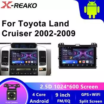 Автомобильное радио Android 12 для Toyota Land Cruiser Prado 2004 - 2009 Wireless CarPlay Auto DSP Car Multimedia GPS DVR autorad 4 core 1GB+32GB carplay