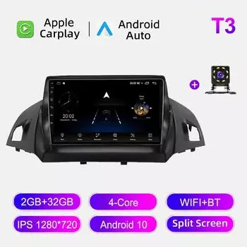 Автомобильное радио Android Auto Carplay для Ford Kuga 2 Escape 3 2012-2019 Мультимедийный проигрыватель Головное устройство Стерео GPS Навигация BT WIFI 2+32 ГБ 1+16GB