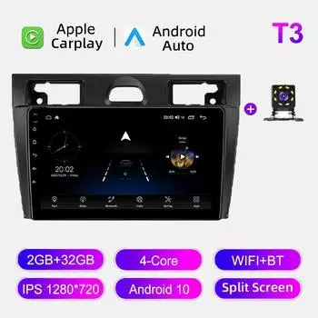 Автомобильное радио Android Auto Carplay для Ford Fiesta Mk VI 5 Mk5 2002-2008, мультимедийный проигрыватель, головное устройство, стерео, GPS-навигация, BT WIFI 2+32 ГБ 1+16GB
