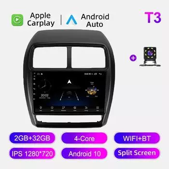 Автомобильное радио Android Auto Carplay для Mitsubishi ASX 1 2016-2022, мультимедийный проигрыватель, головное устройство, стерео, GPS-навигация, BT WIFI 2+32 ГБ 1+16GB