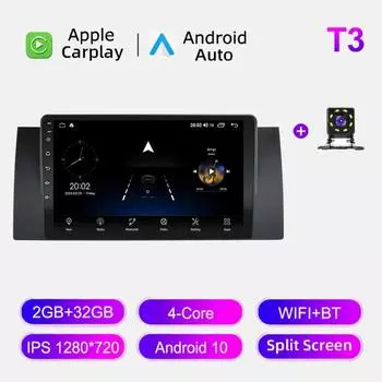 Автомобильное радио Android Auto Carplay для BMW 5 E39 E53 X5 1996-2004 Мультимедийный проигрыватель Головное устройство Стерео GPS Навигация BT WIFI 2+32 ГБ 1+16GB