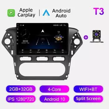 Автомобильное радио Android Auto Carplay для Ford Mondeo 4 2010-2014, мультимедийный проигрыватель, головное устройство, стерео, GPS-навигация, BT WIFI 2+32 ГБ 1+16GB