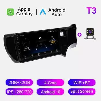 Автомобильное радио Android Auto Carplay для Toyota Aqua 2011-2014, мультимедийный проигрыватель, головное устройство, стерео, GPS-навигация, BT WIFI 2+32 ГБ 1+16GB