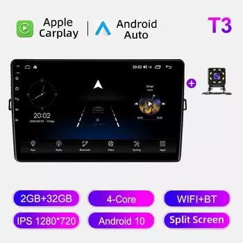 Автомобильное радио Android Auto Carplay для Toyota Auris 1 E150 Blade 2006-2012, мультимедийный проигрыватель, головное устройство, стерео, GPS-навигация, BT WIFI 2+32 ГБ 1+16GB
