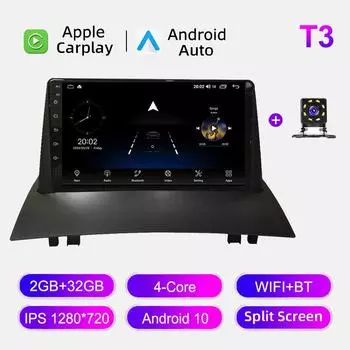Автомобильное радио Android Auto Carplay для Renault Megane 2 2002-2009 Мультимедийный проигрыватель Головное устройство Стерео GPS Навигация BT WIFI 2+32 ГБ 1+16GB