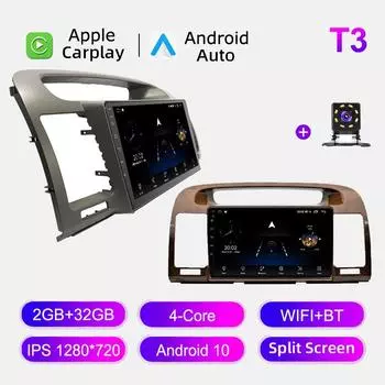 Автомобильное радио Android Auto Carplay для Toyota Camry V30 2001-2005, мультимедийный проигрыватель, головное устройство, стерео, GPS-навигация, BT WIFI 2+32 ГБ 1+16GB серый