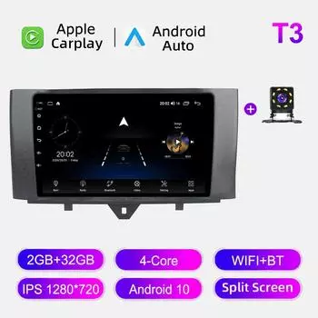 Автомобильное радио Android Auto Carplay для Mercedes Benz Smart Fortwo 2010-2015 Мультимедийный проигрыватель Головное устройство Стерео GPS Навигация BT WIFI 2+32 ГБ 1+16GB