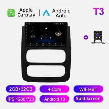 Автомобильное радио Android Auto Carplay для Dodge RAM 1500 2500 3500 2002-2005 Мультимедийный проигрыватель Головное устройство Стерео GPS Навигация BT WIFI 2+32 ГБ 1+16GB