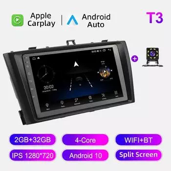 Автомобильное радио Android Auto Carplay для Toyota Avensis T270 2009-2015, мультимедийный проигрыватель, головное устройство, стерео, GPS-навигация, BT WIFI 2+32 ГБ 1+16GB