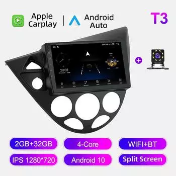 Автомобильное радио Android Auto Carplay для Ford Focus 1998-2005, мультимедийный проигрыватель, головное устройство, стерео, GPS-навигация, BT WIFI 2+32 ГБ 1+16GB