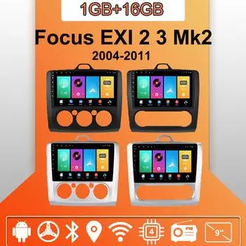 Автомобильное радио Android Auto Carplay для Ford Focus EXI MT 2 3 Mk2 Mk3 2004-2011 Мультимедийный проигрыватель Головное устройство Стерео GPS Навигация BT WIFI 1+16 ГБ 1+16GB,AT чёрный