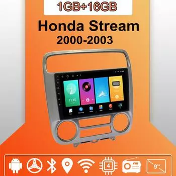 Автомобильное радио Android Auto Carplay для Honda Stream 2000-2003, мультимедийный проигрыватель, головное устройство, стерео, GPS-навигация, BT WIFI 1+16 ГБ 1+16GB