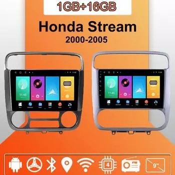 Автомобильное радио Android Auto Carplay для Honda Stream 2000-2005, мультимедийный проигрыватель, головное устройство, стерео, GPS-навигация, BT, WIFI 1+16 ГБ 1+16GB,A