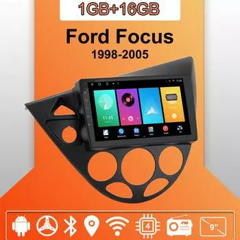 Автомобильное радио Android Auto Carplay для Ford Focus 1998-2005, мультимедийный проигрыватель, головное устройство, стерео, GPS-навигация, BT, WIFI, 1+16 ГБ 1+16GB