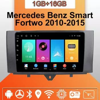 Автомобильное радио Android Auto Carplay для Mercedes Benz Smart Fortwo 2010-2015 Мультимедийный проигрыватель Головное устройство Стерео GPS Навигация BT WIFI 1+16 ГБ 1+16GB