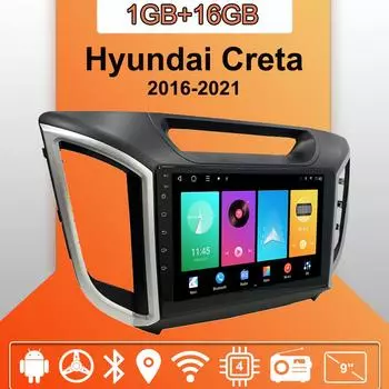 Автомобильное радио Android Auto Carplay для Hyundai Creta 2016-2021, мультимедийный проигрыватель, головное устройство, стерео, GPS-навигация, BT, WIFI 1+16 ГБ 1+16GB