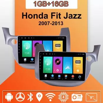 Автомобильное радио Android Auto Carplay для Honda Fit Jazz 2007-2013, мультимедийный проигрыватель, головное устройство, стерео, GPS-навигация, BT WIFI 1+16 ГБ 1+16GB,LHD