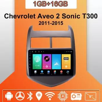 Автомобильное радио Android Auto Carplay для Chevrolet Aveo 2 Sonic T300 2011-2015 Мультимедийный проигрыватель Головное устройство Стерео GPS Навигация BT WIFI 1+16 ГБ 1+16GB
